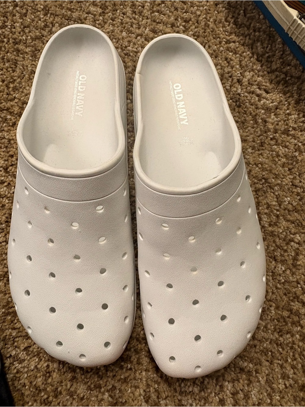 Old Navy White Perforated Slip-On Clogs